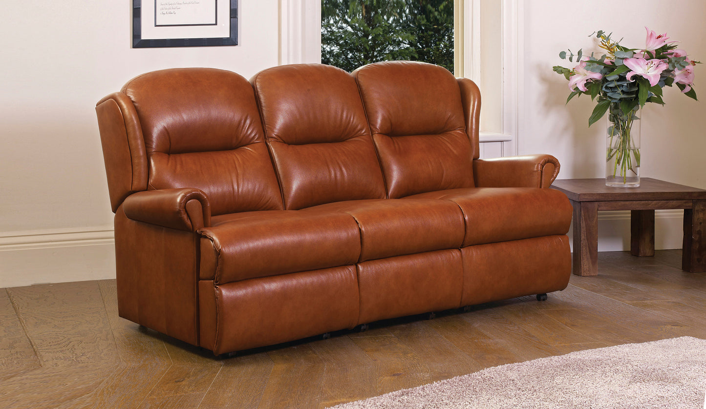 Sherborne Malvern Three Seater Manual Reclining Leather Sofa