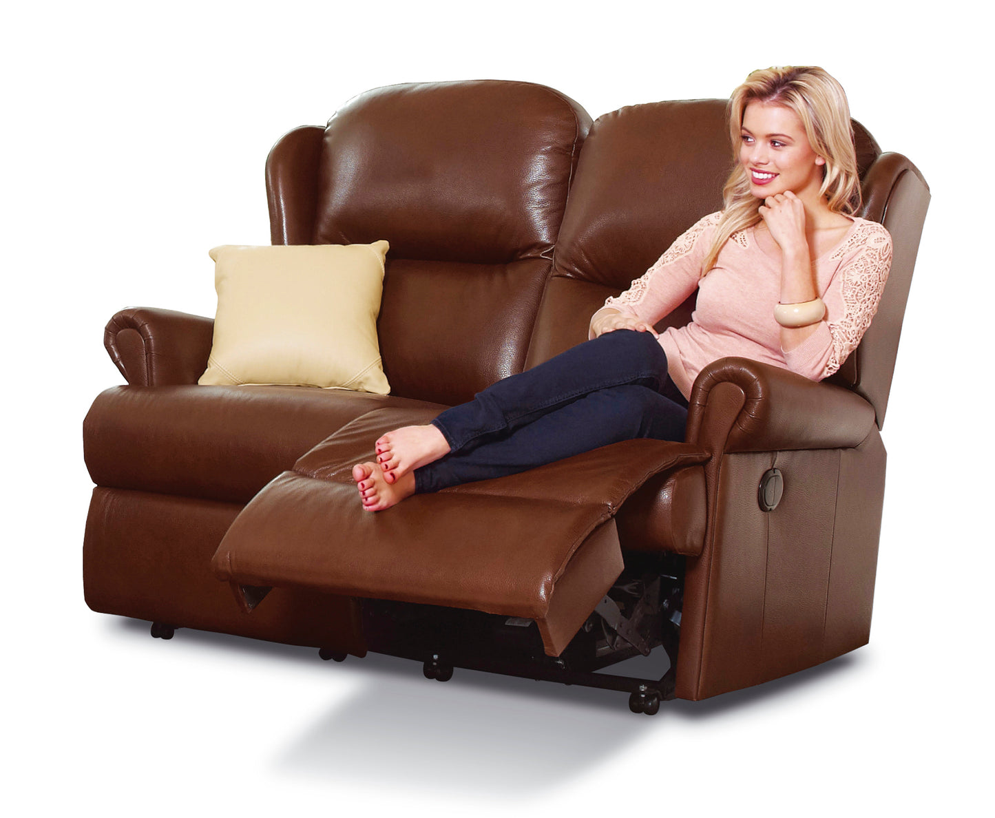 Sherborne Malvern Two Seater Manual Reclining Leather Sofa