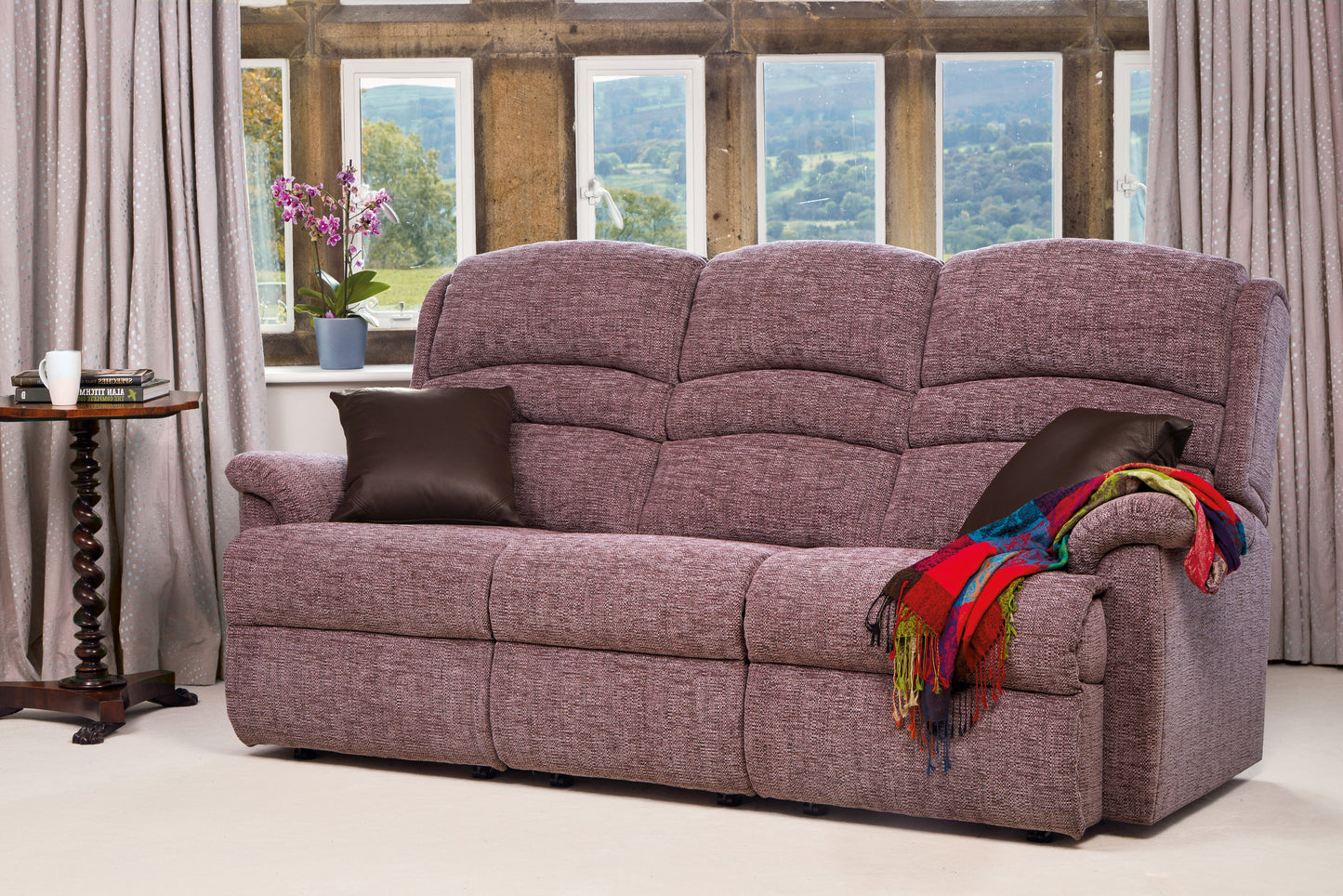 Sherborne Olivia Three Seater Electric Powered Reclining Fabric Sofa