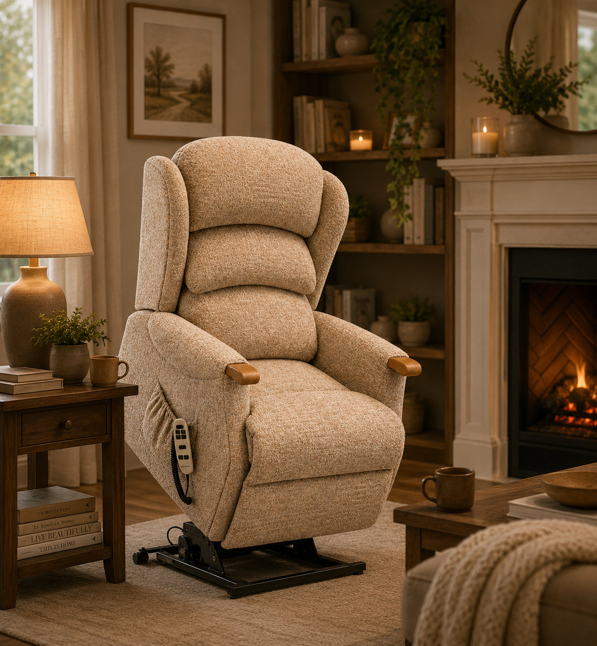 Sherborne Ryedale Knuckle Cloud Comfort Triple Motor Fabric Riser Recliner Armchair With Lumbar & Headrest Adjustment Option VAT FREE