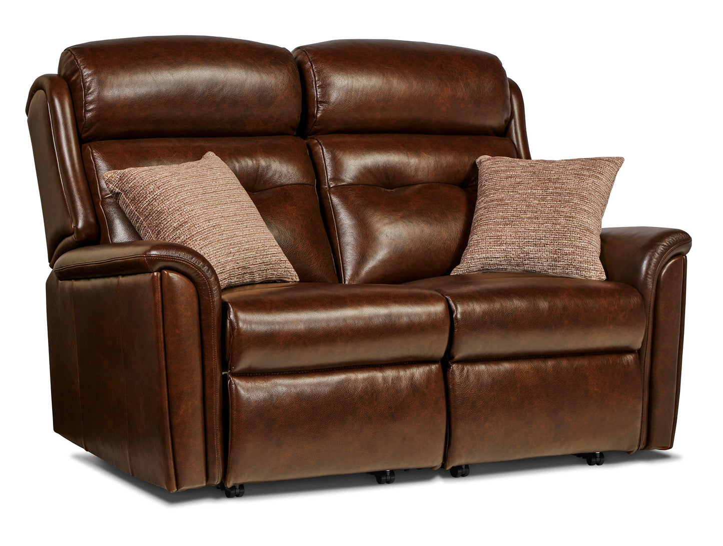 Sherborne Roma Two Seater Electric Reclining Leather Sofa With Headrest Adjustment Option