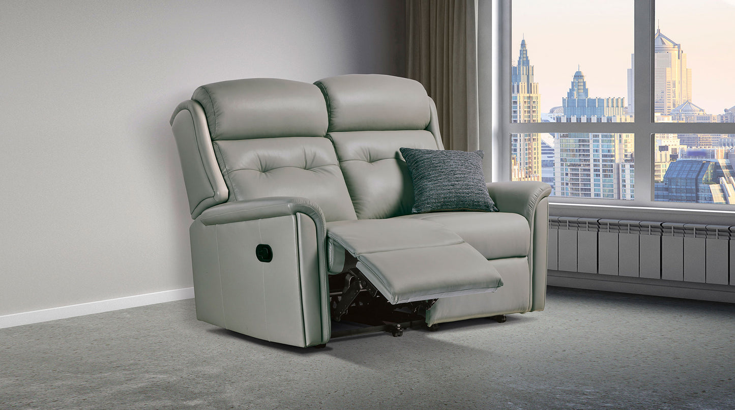 Sherborne Roma Two Seater Electric Reclining Leather Sofa With Headrest Adjustment Option