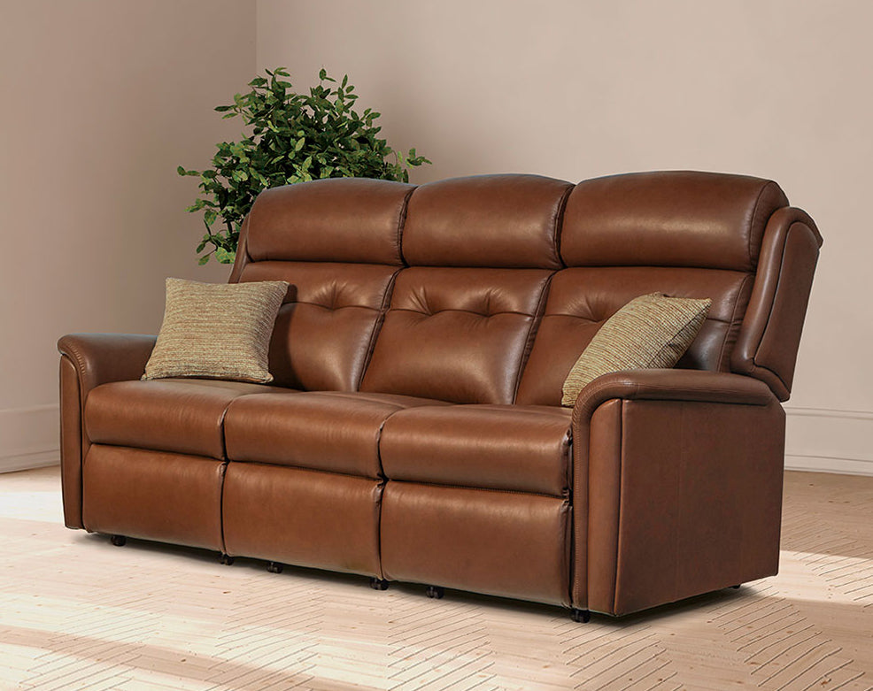 Sherborne Roma Three Seater Fixed Leather Sofa