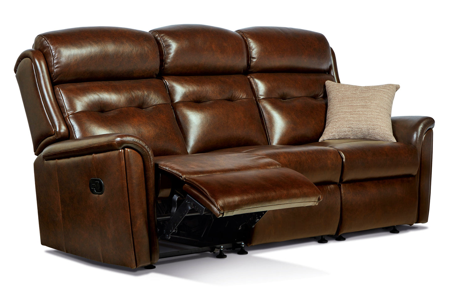 Sherborne Roma Three Seater Electric Reclining Leather Sofa With Headrest Adjustment Option