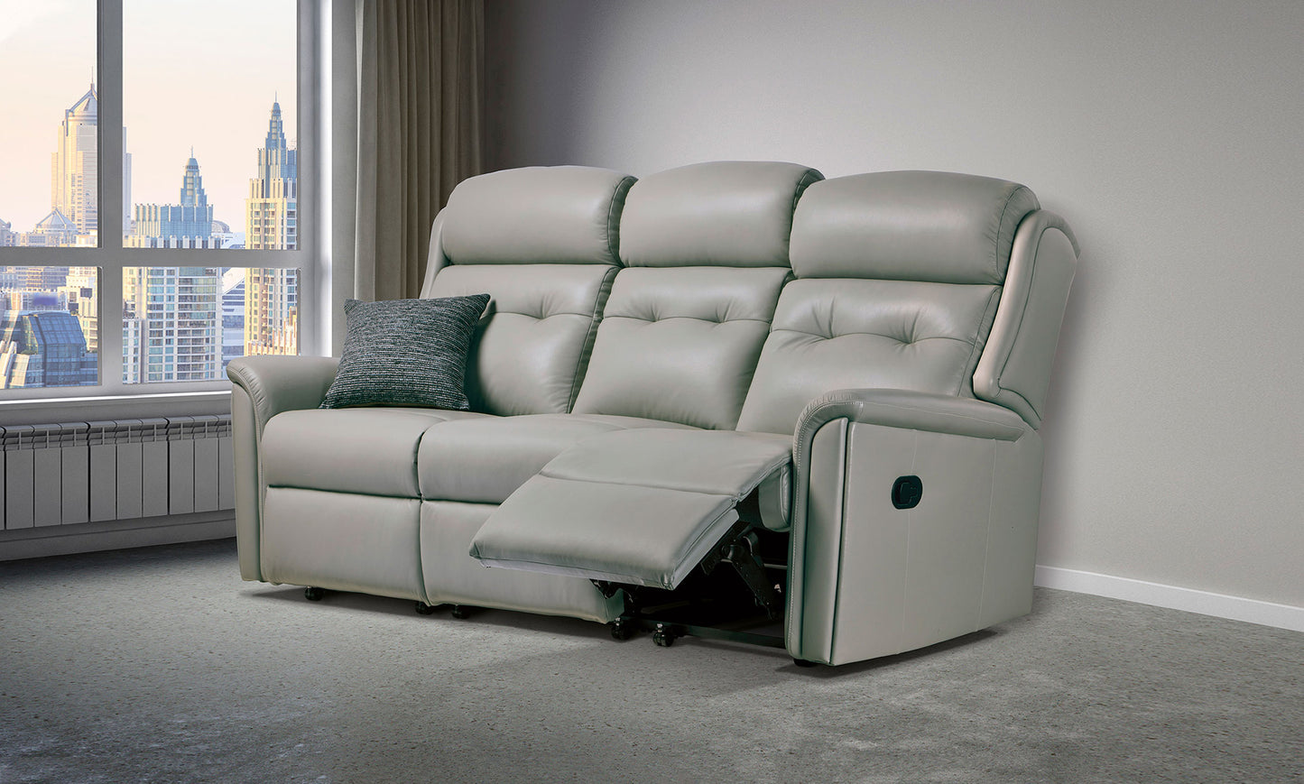 Sherborne Roma Three Seater Electric Reclining Leather Sofa With Headrest Adjustment Option