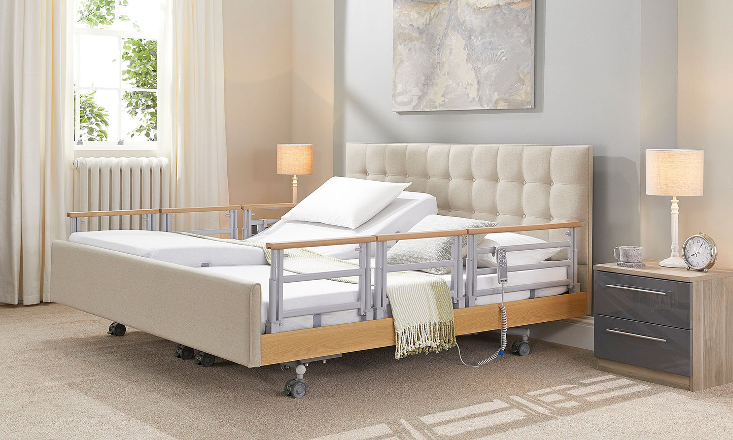 Signature Comfort Plus Dual With Side Rails Profiling High Low Home Care Adjustable Bed With A Choice Of Mattresses VAT FREE
