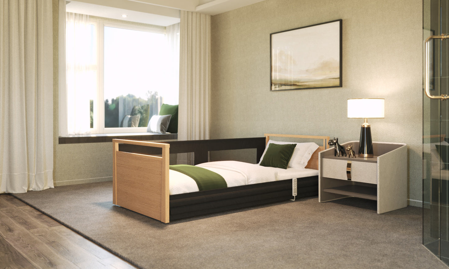 Solo Safeside Profiling High Low Floor Bed Home Care Adjustable Bed With A Choice Of Mattresses VAT FREE