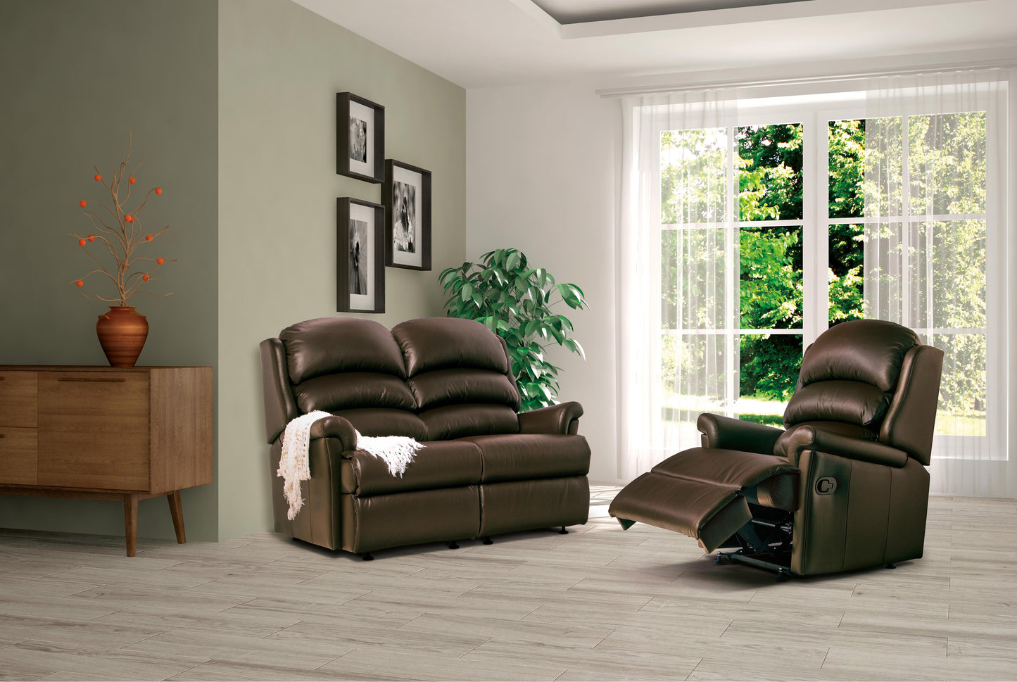 Sherborne Albany Two Seater Fixed Leather Sofa