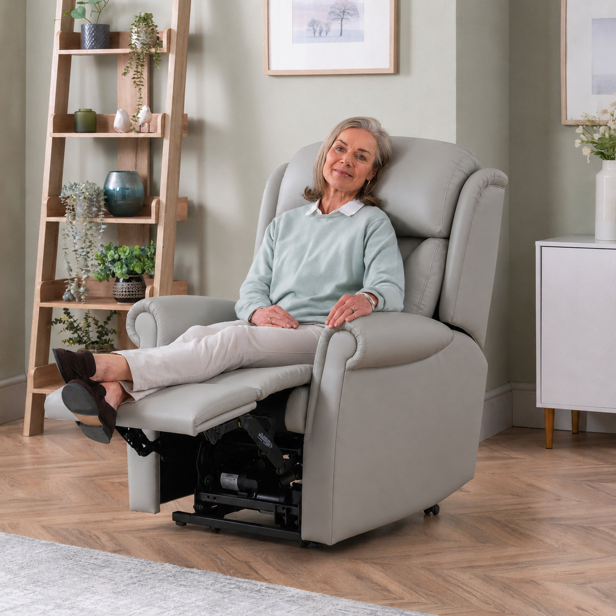 Celebrity Ashfield Electric Powered Recliner Leather Armchair With Lumbar & Headrest Adjustment Options