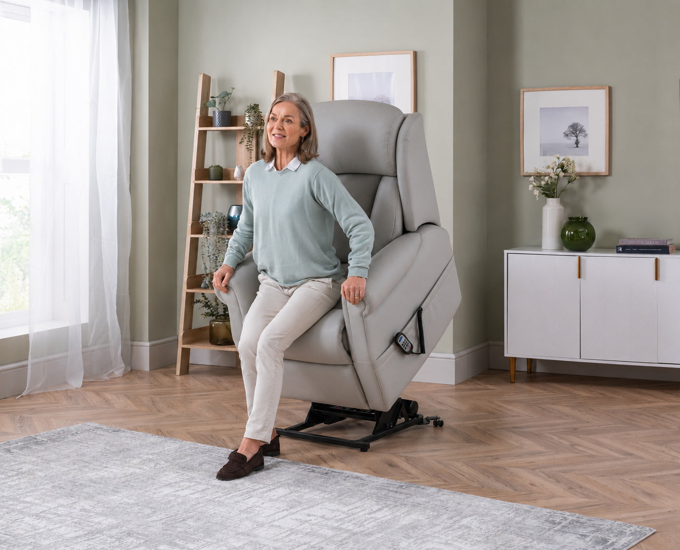 Celebrity Ashfield Dual Motor Rise And Recliner Leather Armchair With Lumbar & Headrest Adjustment Option VAT FREE