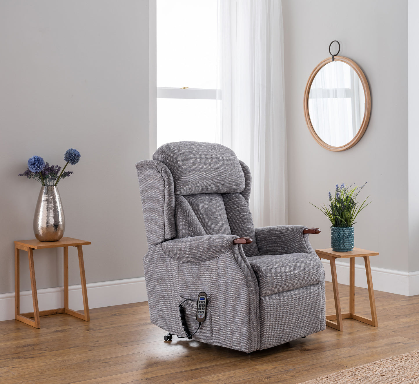Celebrity Canterbury Electric Powered Recliner Fabric Armchair With Mammoth Foam & Lumbar & Headrest Adjustment Option