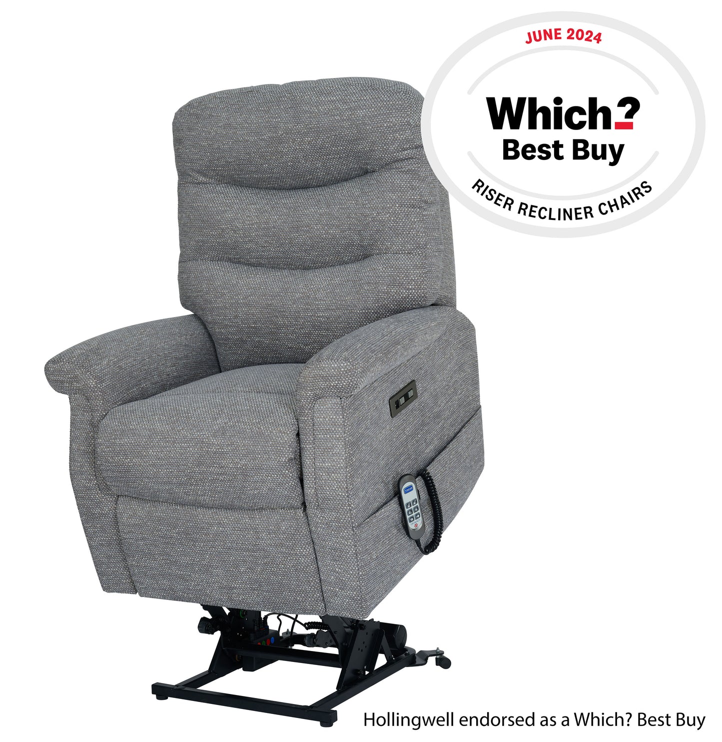 Express Delivery Celebrity Hollingwell Dual Motor Rise And Recliner Fabric Armchair With Mammoth Foam VAT FREE