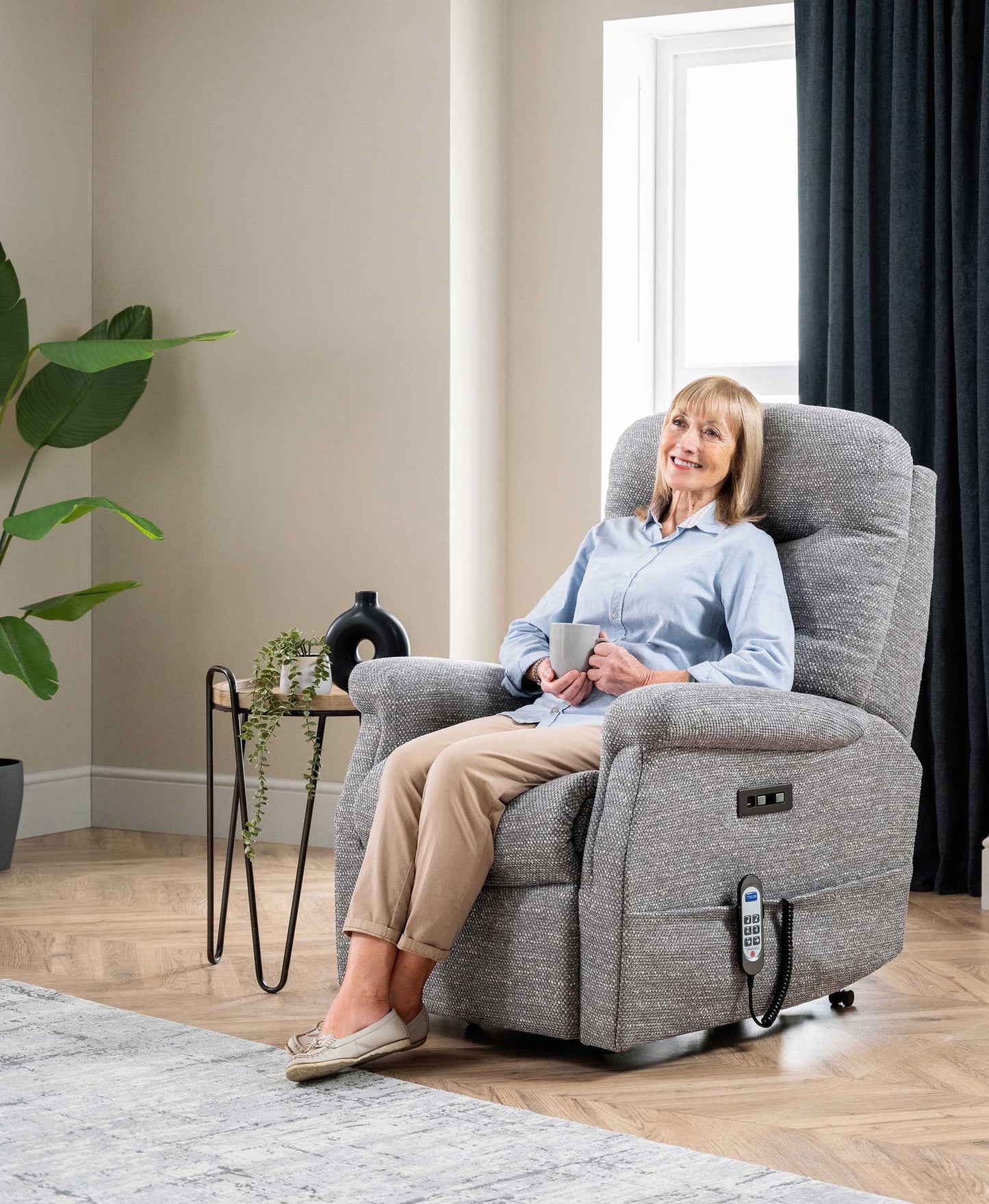 Celebrity Hollingwell Dual Motor Rise And Recliner Fabric Armchair With Mammoth Foam & Lumbar & Headrest Adjustment Option VAT FREE