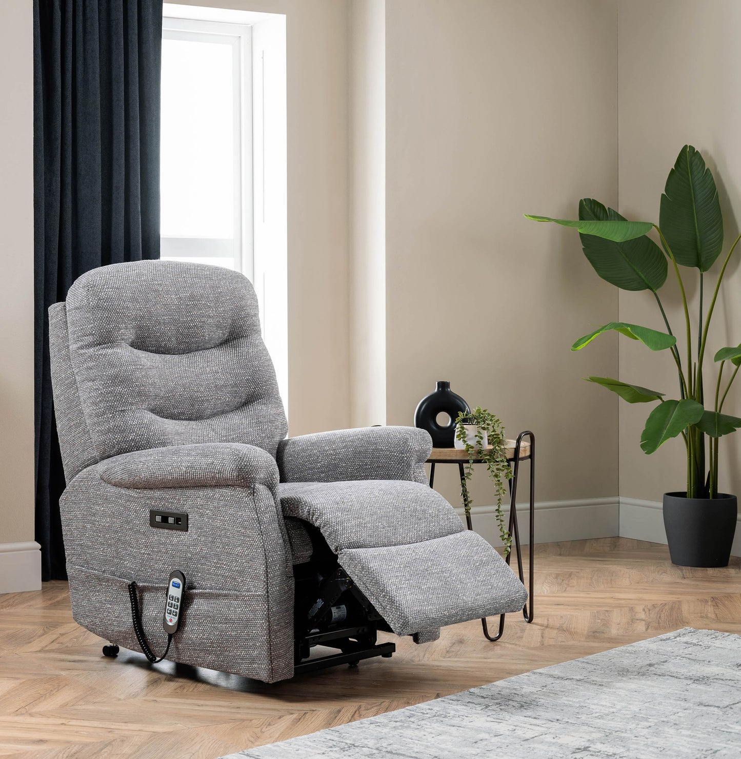 Celebrity Hollingwell Dual Motor Rise And Recliner Fabric Armchair With Mammoth Foam & Lumbar & Headrest Adjustment Option VAT FREE