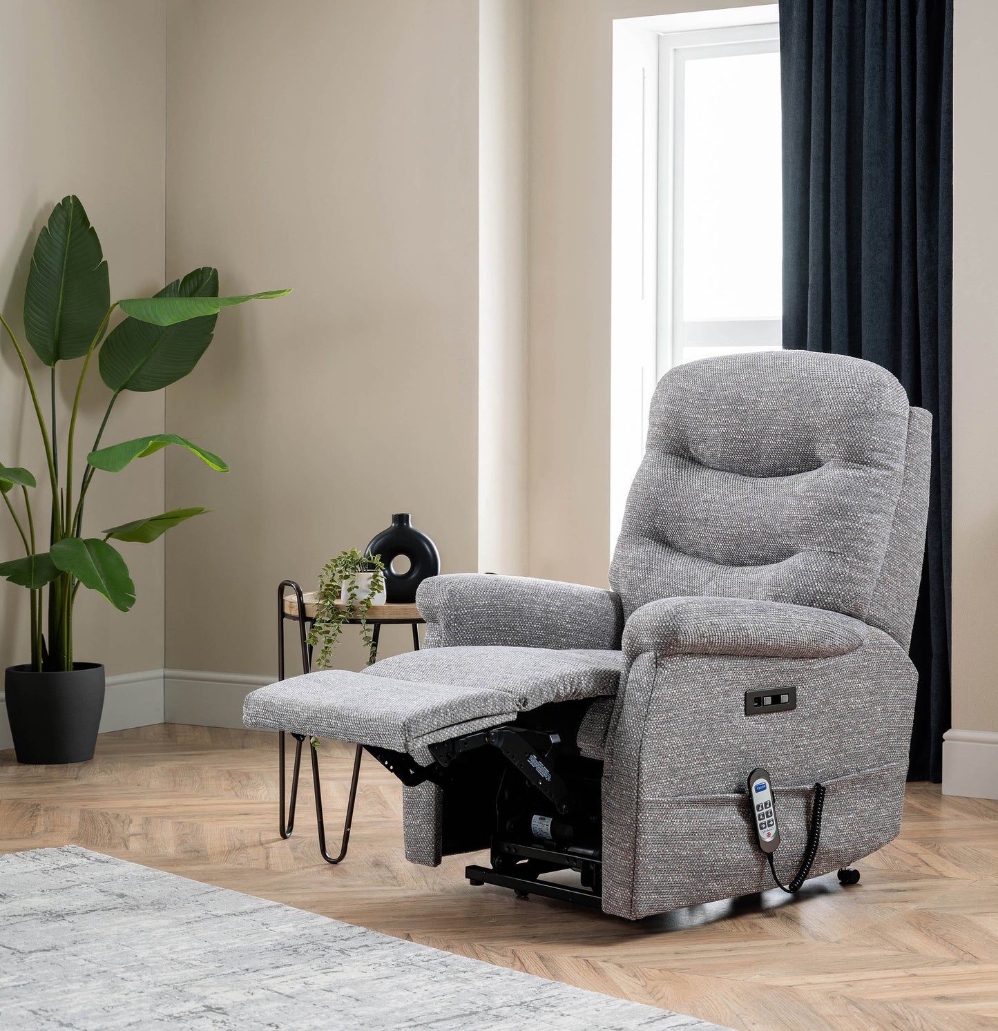 Celebrity Hollingwell Dual Motor Rise And Recliner Fabric Armchair With Mammoth Foam & Lumbar & Headrest Adjustment Option VAT FREE