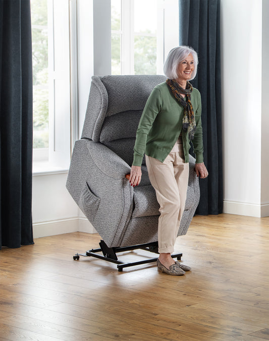 Celebrity Westbury Fabric Dual Motor Rise And Recliner Armchair With Mammoth Foam & Lumbar & Headrest Adjustment Option VAT FREE