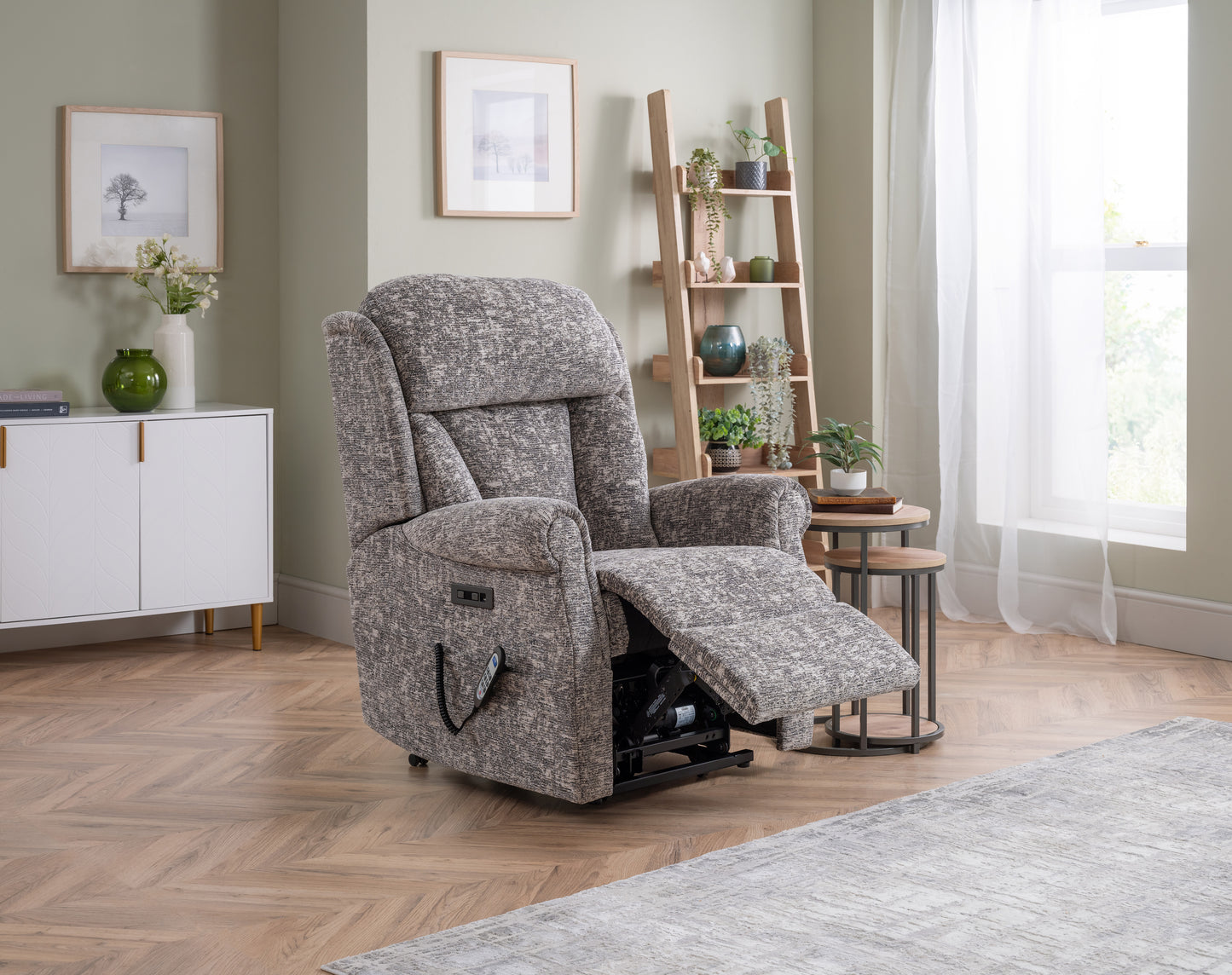 Celebrity Ashfield Electric Powered Recliner Fabric Armchair With Mammoth Foam & Lumbar & Headrest Adjustment Option