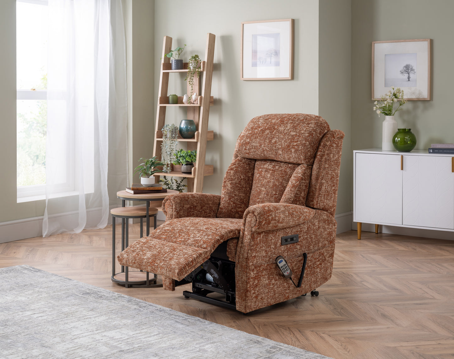 Celebrity Ashfield Electric Powered Recliner Fabric Armchair With Mammoth Foam & Lumbar & Headrest Adjustment Option