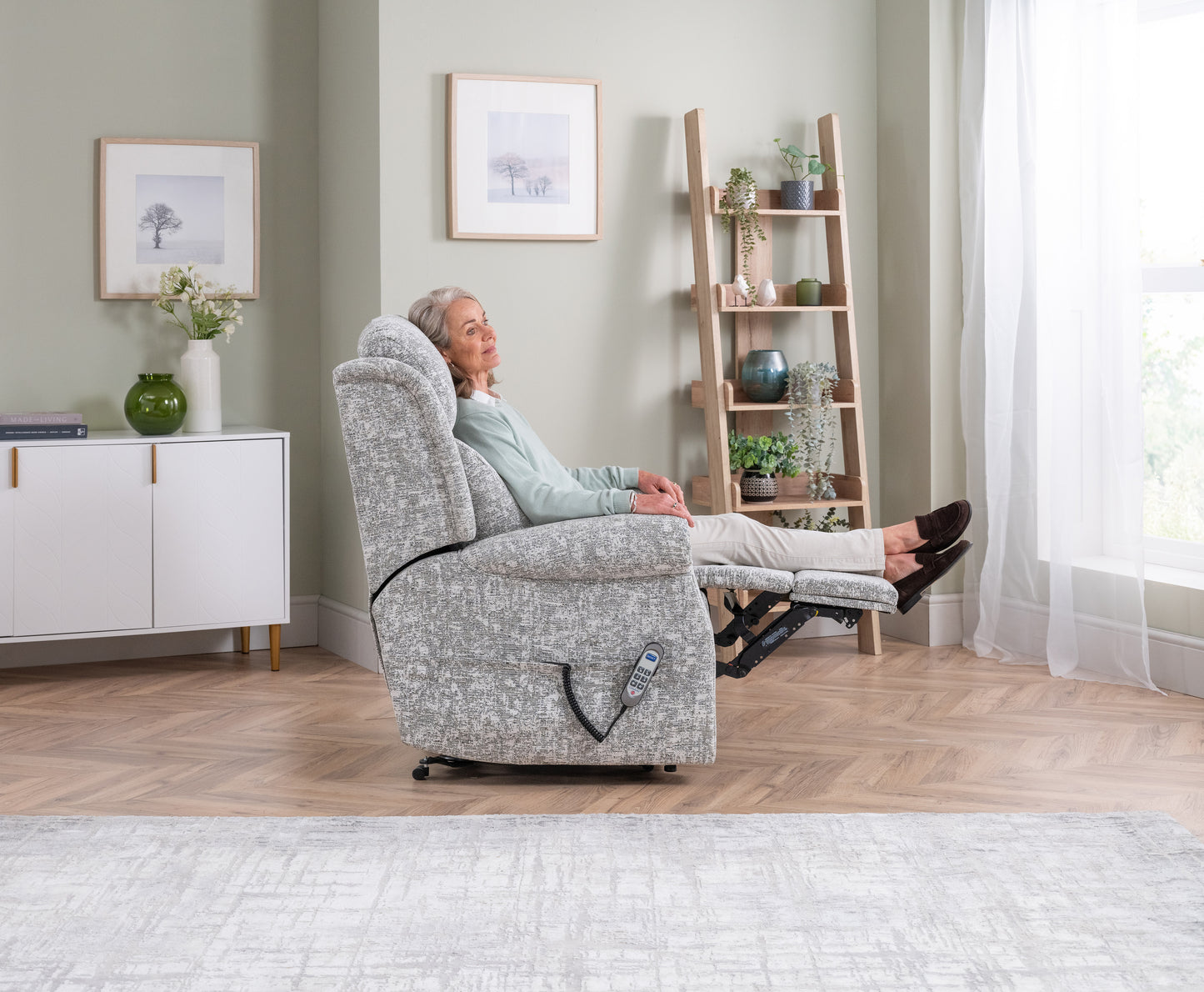 Celebrity Ashfield Electric Powered Recliner Fabric Armchair With Mammoth Foam & Lumbar & Headrest Adjustment Option