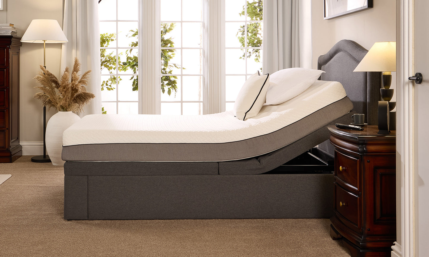 Pearl Motion Divan Adjustable Bed With A Gel 1000 Pocket Sprung Soft Medium Feel Mattress VAT FREE