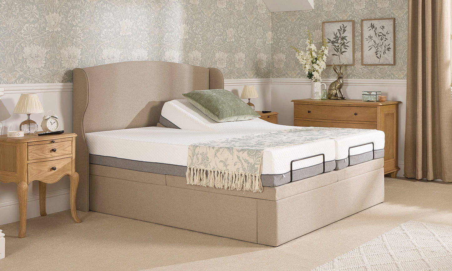 Ruby Motion Divan Adjustable Bed With A Gel Pro 4000 Pocket Sprung Medium Firm Feel Mattress VAT FREE