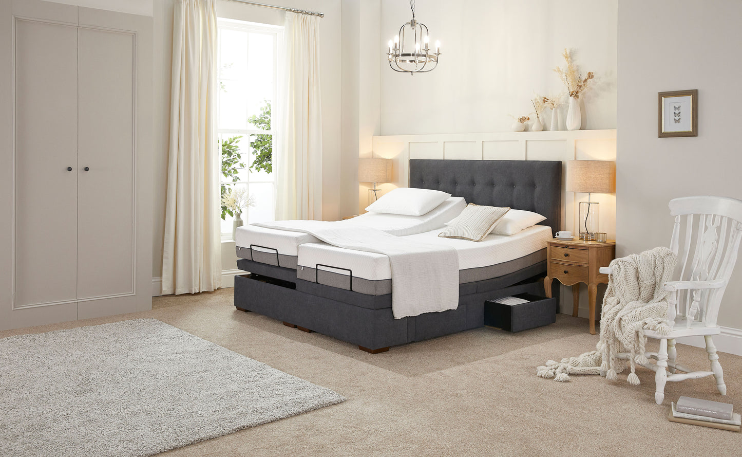 5ft Dual King Size Opera Emerald Motion Divan Adjustable Bed With A Selection Of Mattresses VAT FREE