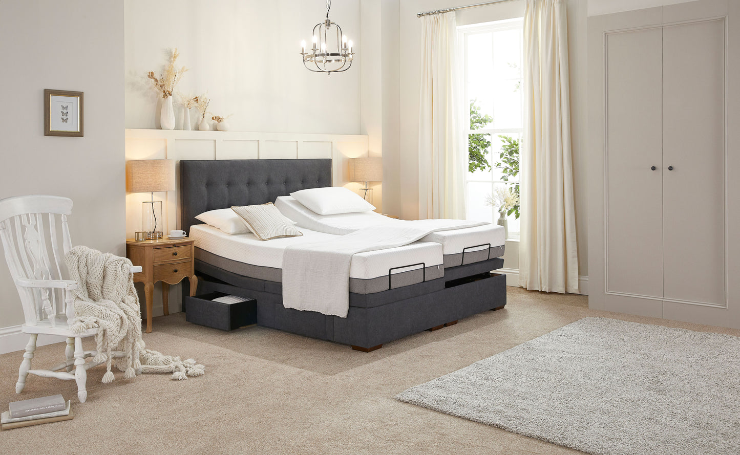 5ft Dual King Size Opera Emerald Motion Divan Adjustable Bed With A Selection Of Mattresses VAT FREE