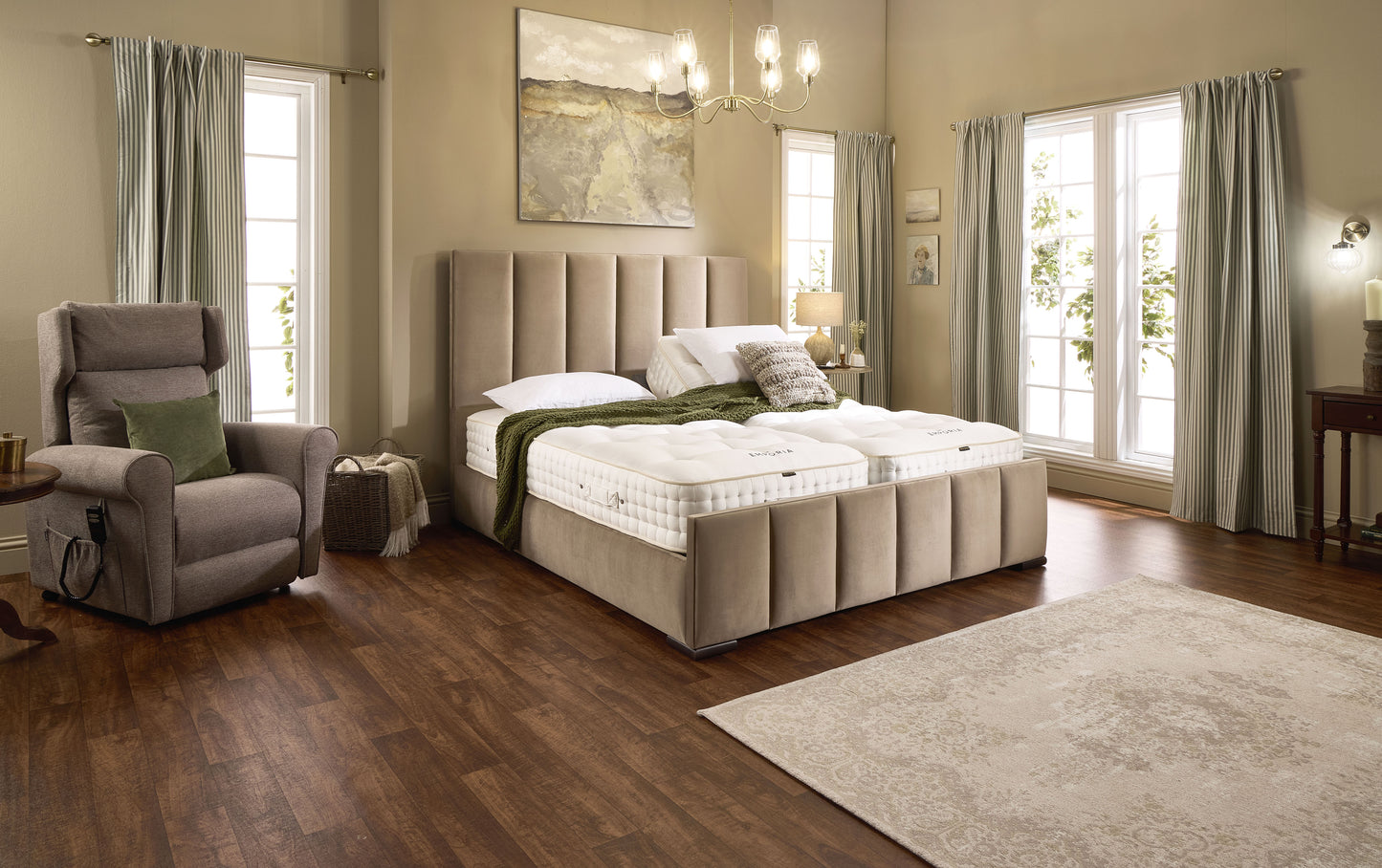 Premium Upholstered Opera Carrington Adjustable Bed Frame Base Only VAT FREE
