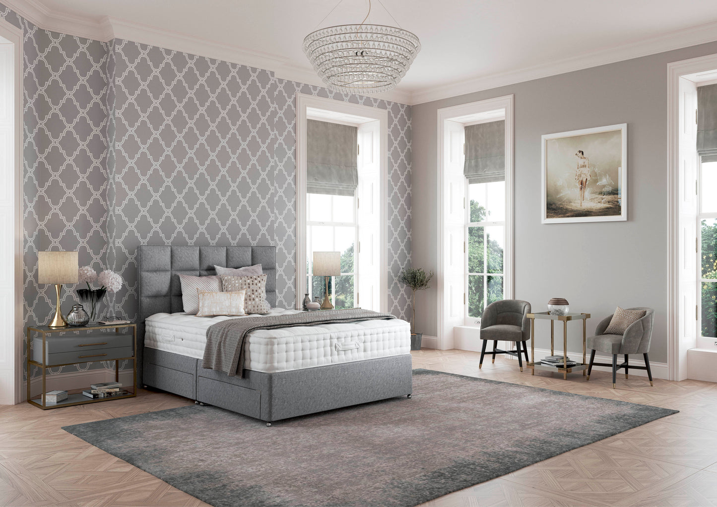 Relyon Balmoral 2000 Pocket Sprung Luxurious Hand Made Ottoman Divan Bed Set In Either Softer, Medium Or Firmer