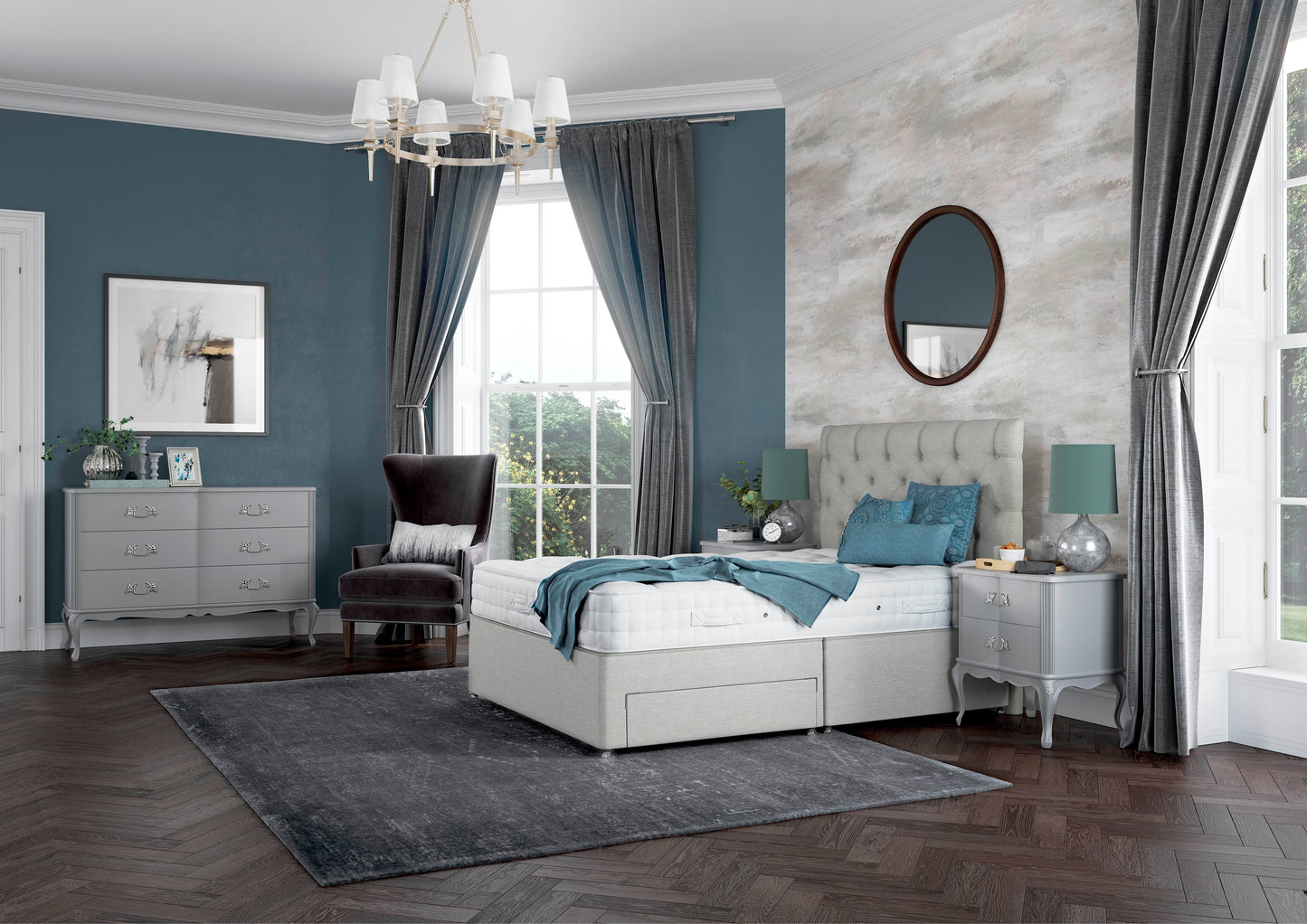 Relyon Braemar 1400 Pocket Sprung Luxurious Hand Made Ottoman Bed Set In Either Softer, Medium Or Firmer