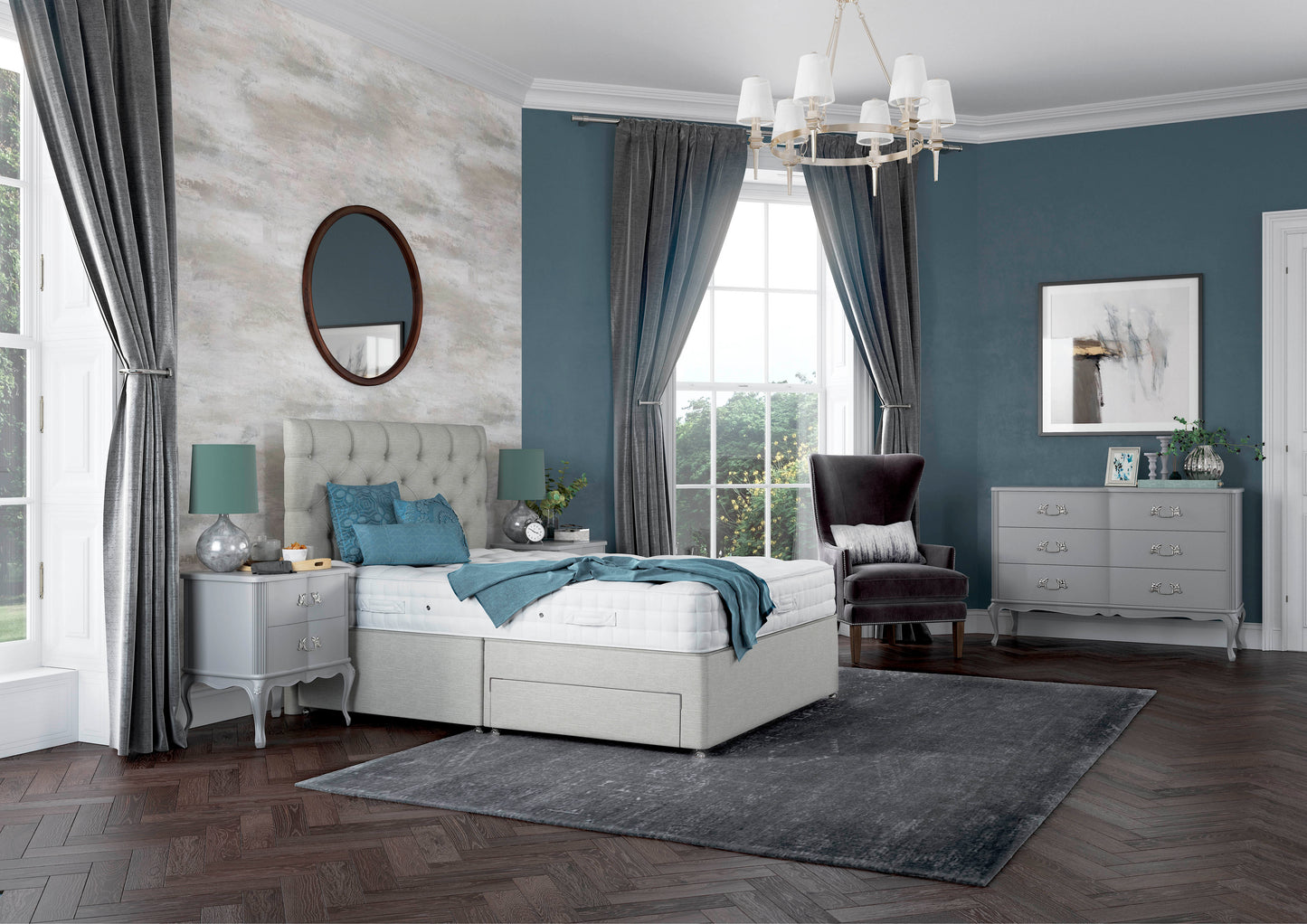 Relyon Braemar 1400 Pocket Sprung Luxurious Hand Made Ottoman Bed Set In Either Softer, Medium Or Firmer