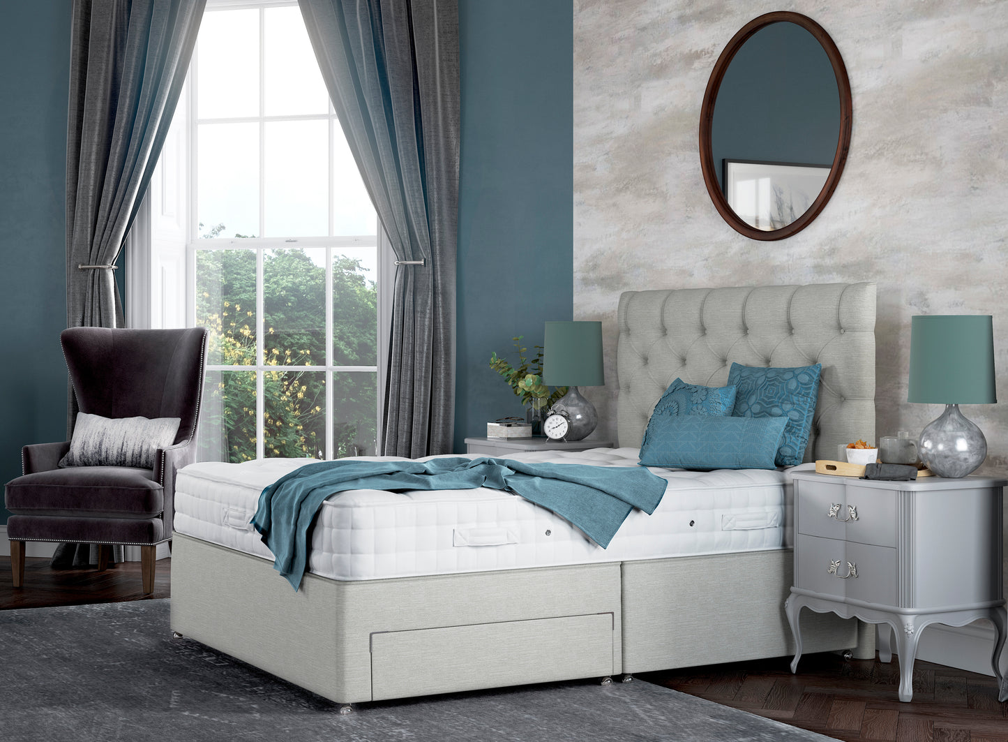 Relyon Braemar 1400 Pocket Sprung Luxurious Hand Made Ottoman Bed Set In Either Softer, Medium Or Firmer