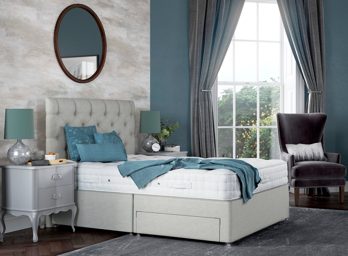 Relyon Braemar 1400 Pocket Sprung Luxurious Hand Made Ottoman Bed Set In Either Softer, Medium Or Firmer