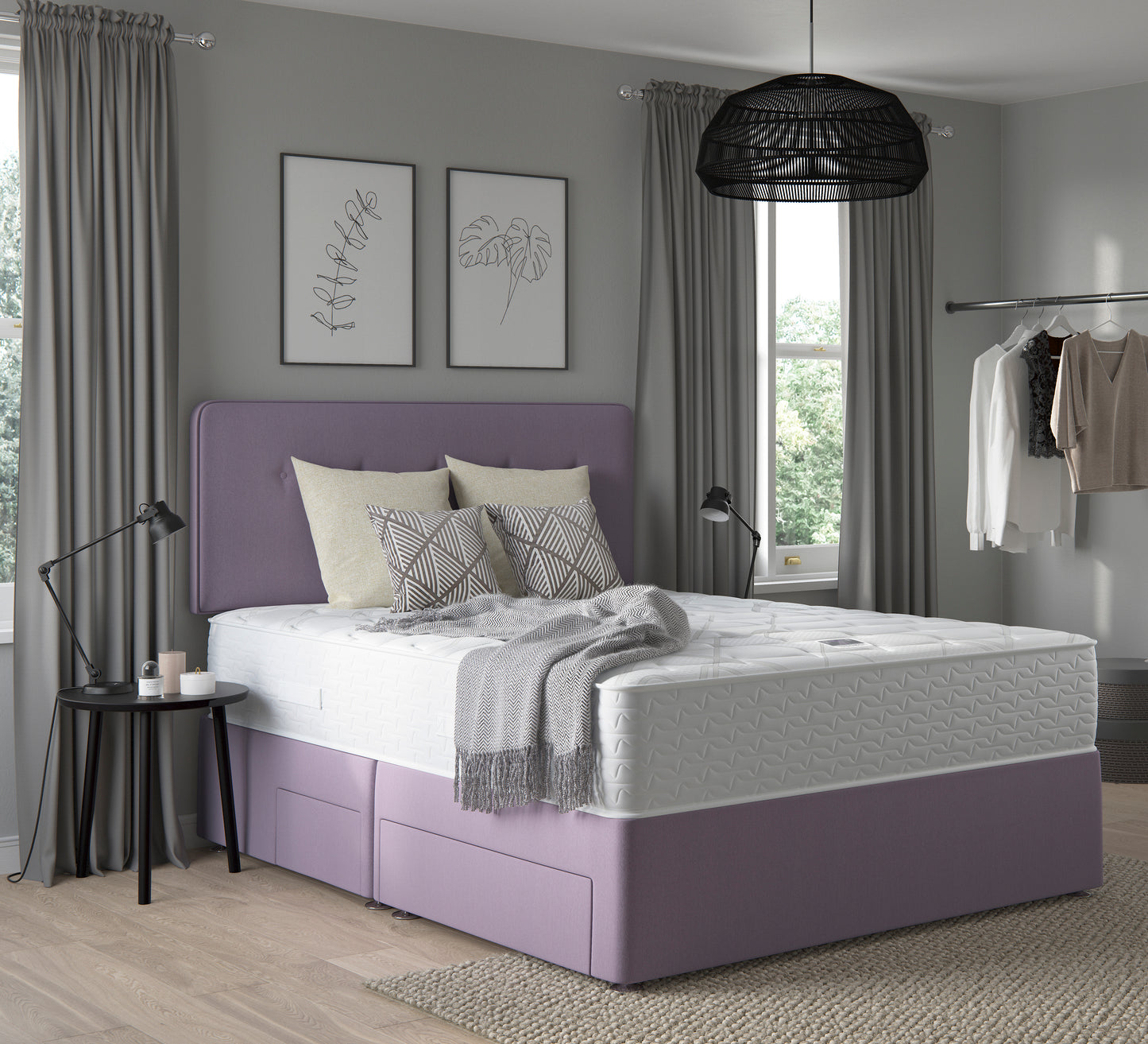 Relyon Comfort Deluxe Memory 1400 Pocket Sprung Hand Made Medium Firm Feel Divan Bed Set