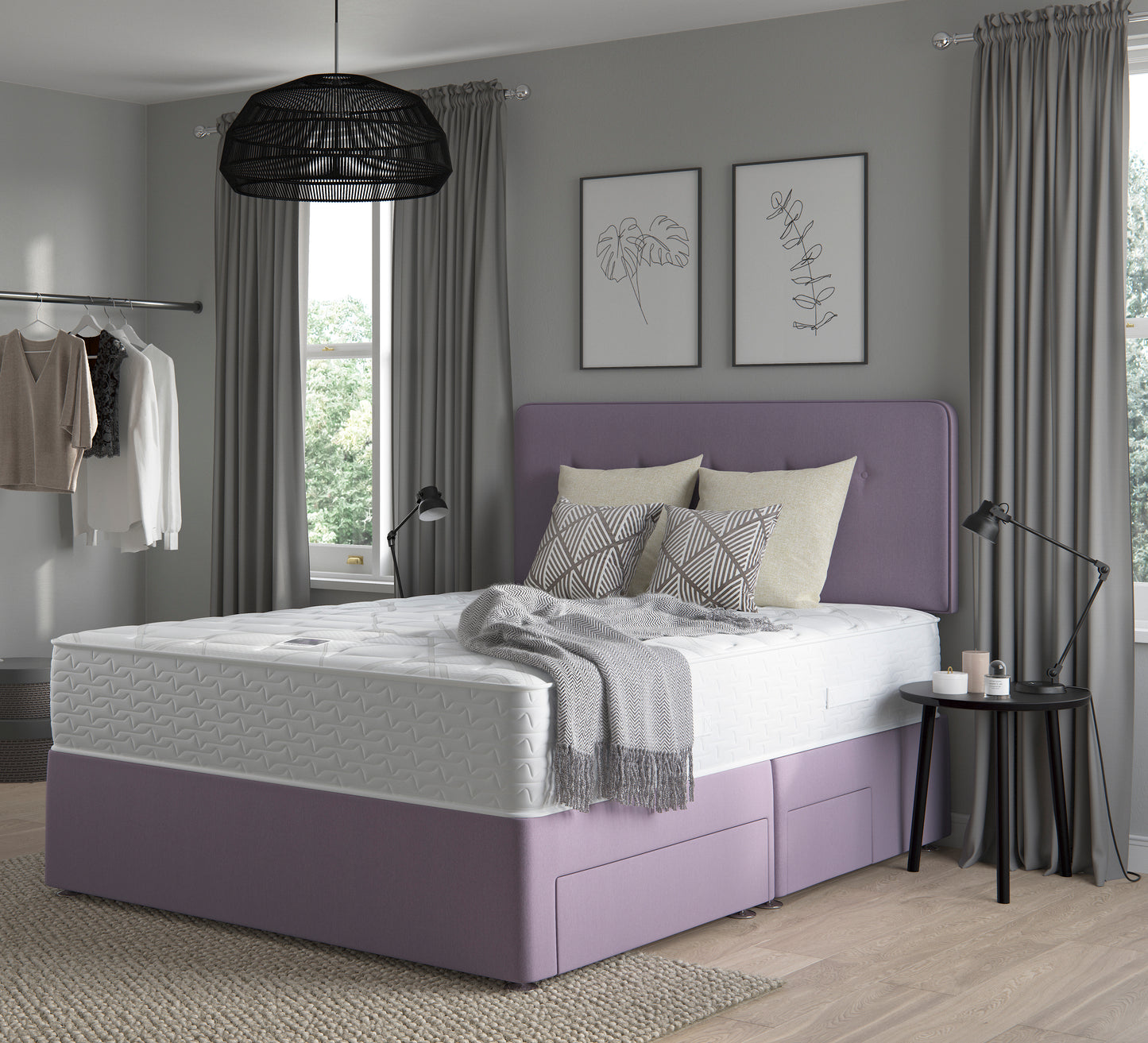 Relyon Comfort Deluxe Memory 1400 Pocket Sprung Hand Made Medium Firm Feel Divan Bed Set