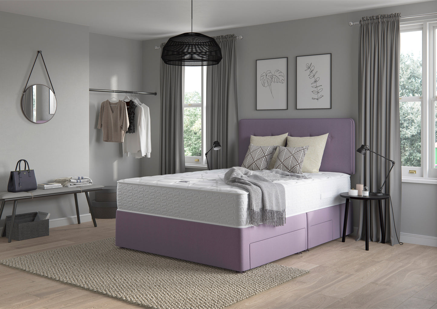 Relyon Comfort Deluxe Memory 1400 Pocket Sprung Hand Made Medium Firm Feel Divan Bed Set