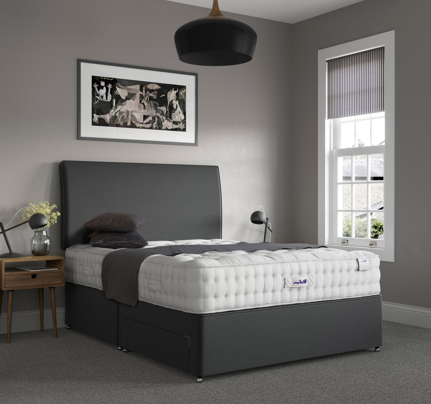 Relyon Luxury Wool 2150 Pocket Sprung Luxurious Hand Made Medium Feel Divan Bed Set