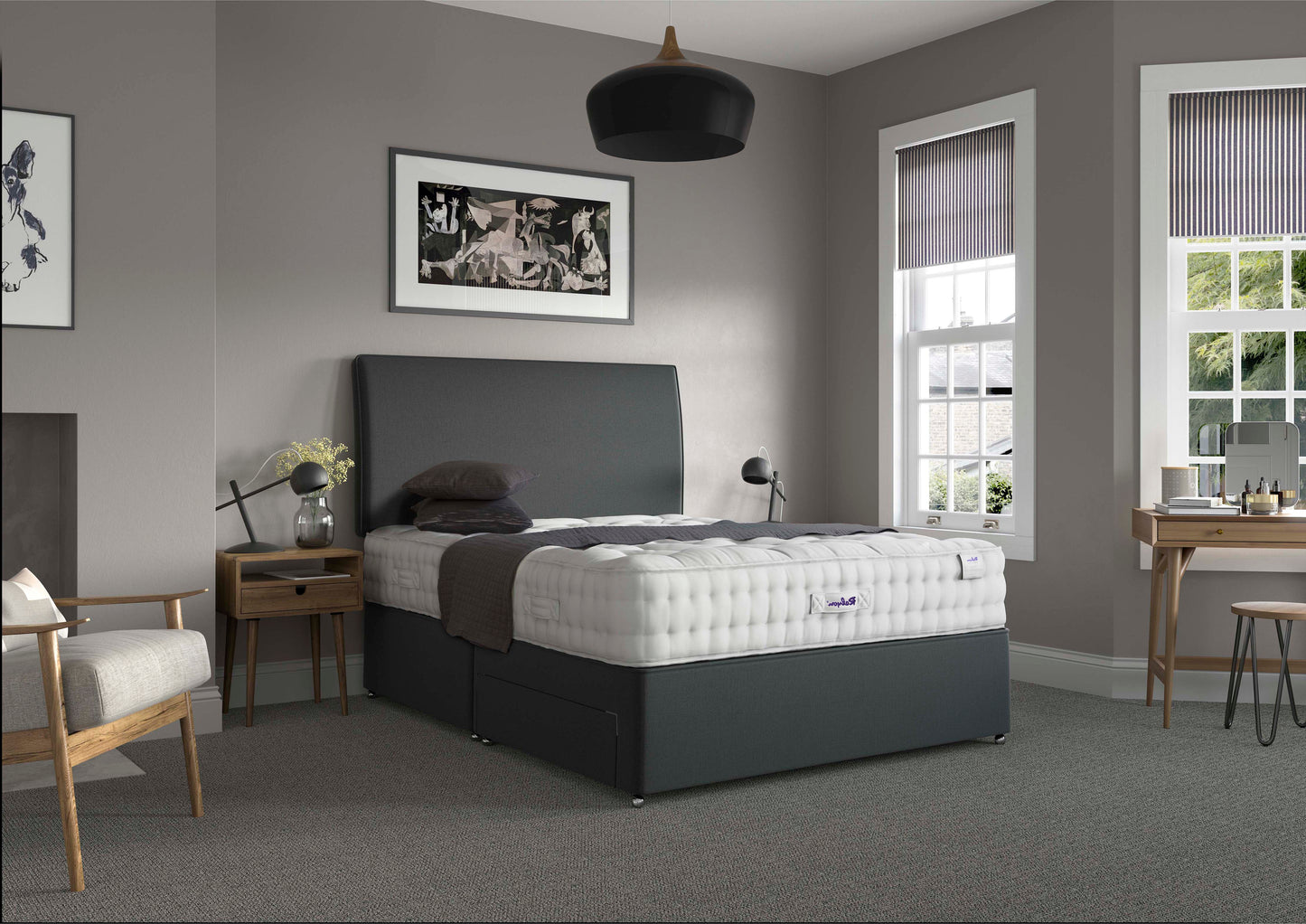 Relyon Luxury Wool 2150 Pocket Sprung Luxurious Hand Made Medium Feel Divan Bed Set