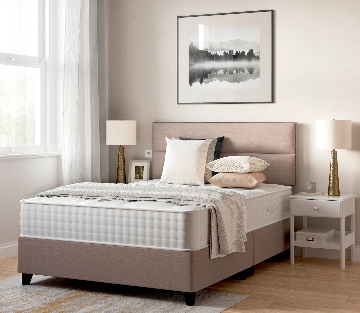 Relyon Luxury Natural Sublime Deluxe 1400 Pocket Sprung Hand Made Medium Feel Divan Bed Set