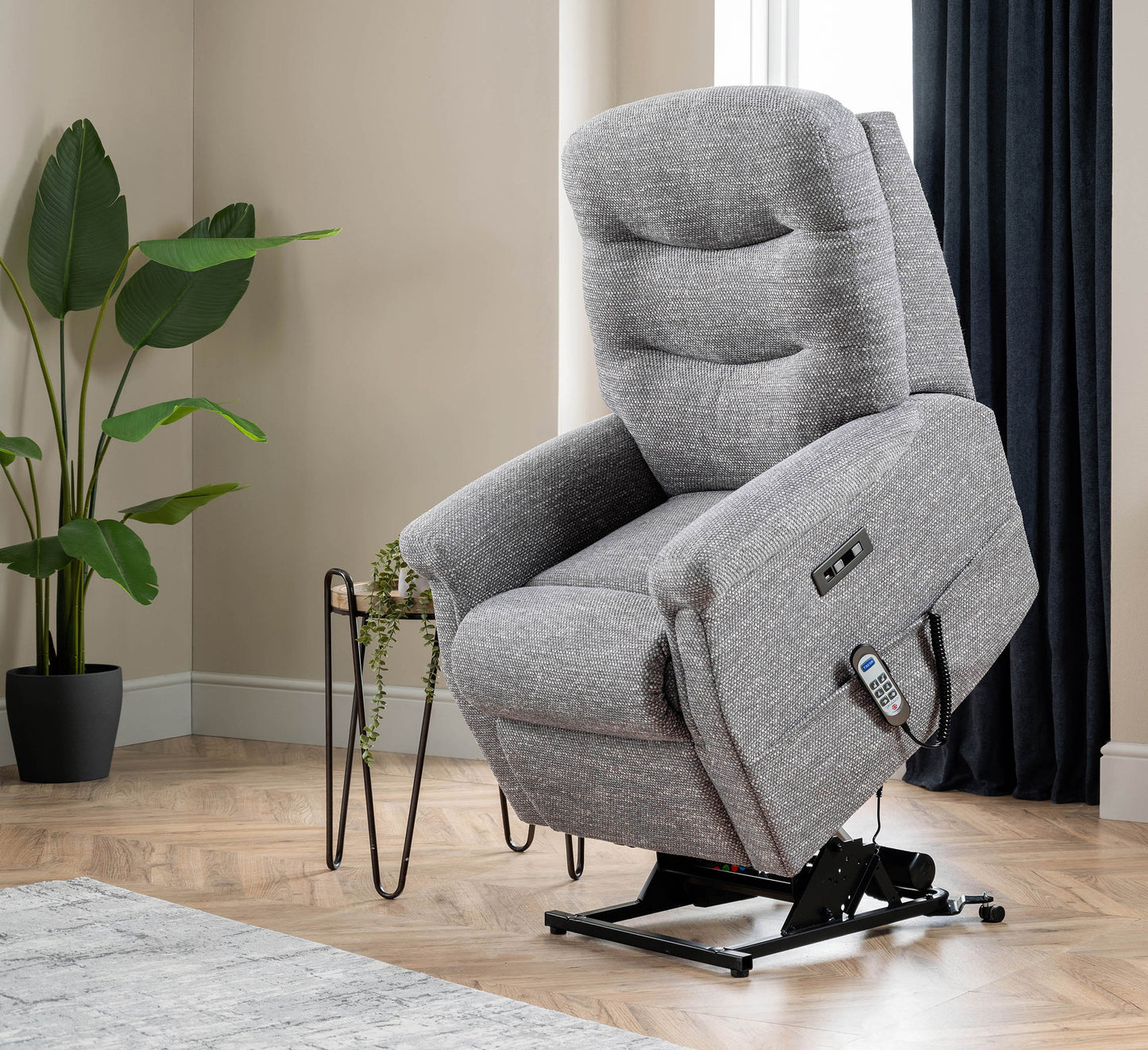 Celebrity Hollingwell Dual Motor Rise And Recliner Fabric Armchair With Mammoth Foam & Lumbar & Headrest Adjustment Option VAT FREE