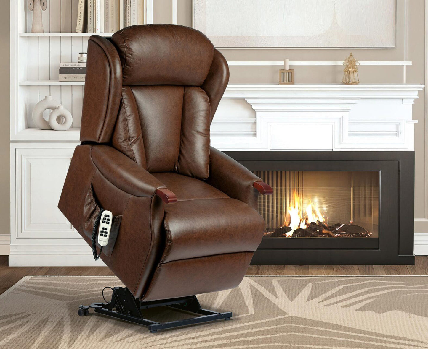 Sherborne Cartmel Knuckle Single Motor Leather Riser Recliner Armchair With Lumbar & Headrest Adjustment Option VAT FREE