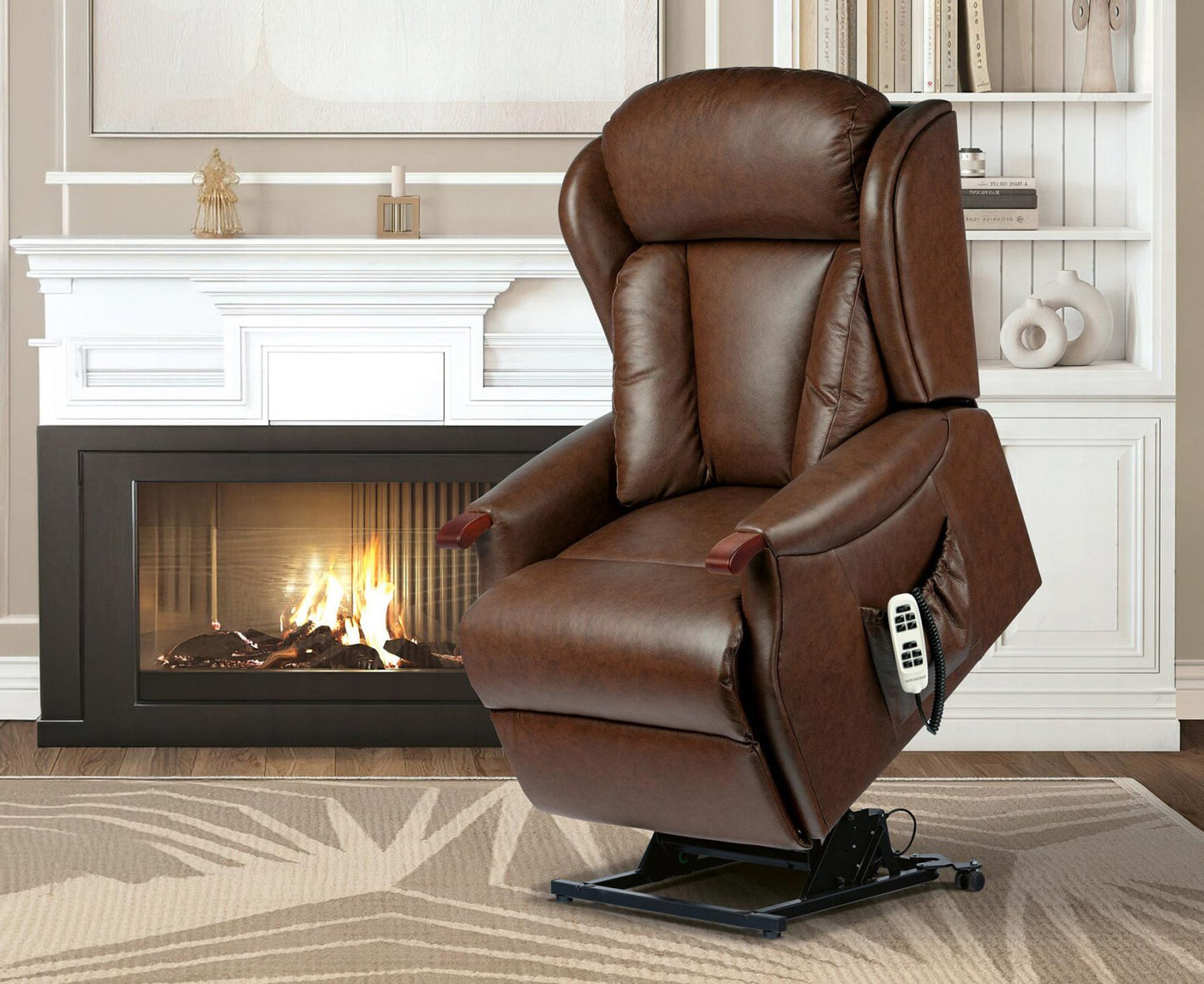 Sherborne Cartmel Knuckle Single Motor Leather Riser Recliner Armchair With Lumbar & Headrest Adjustment Option VAT FREE
