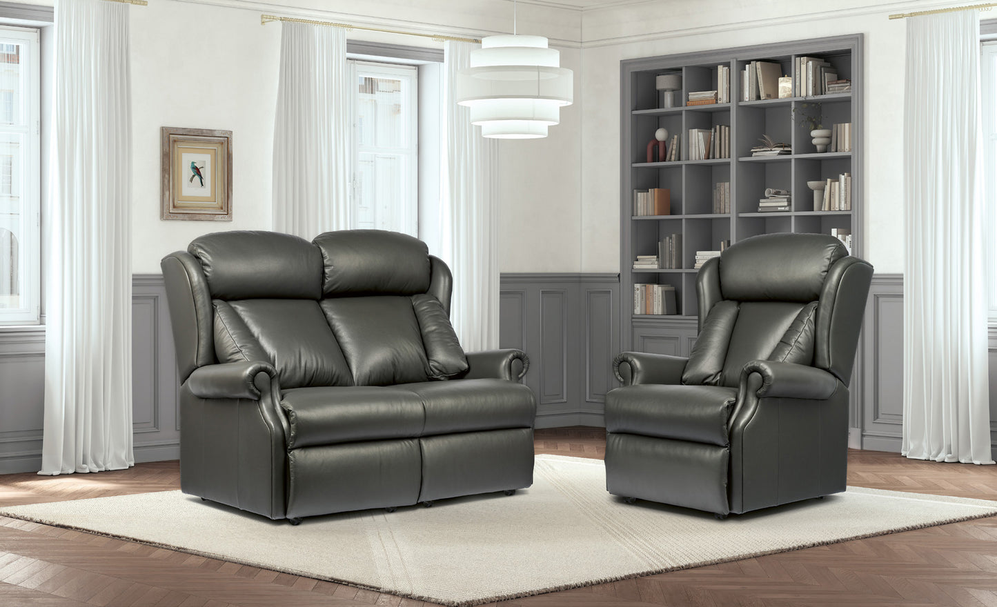 Sherborne Cartmel Electric Powered Recliner Leather Armchair With Headrest Adjustment Option