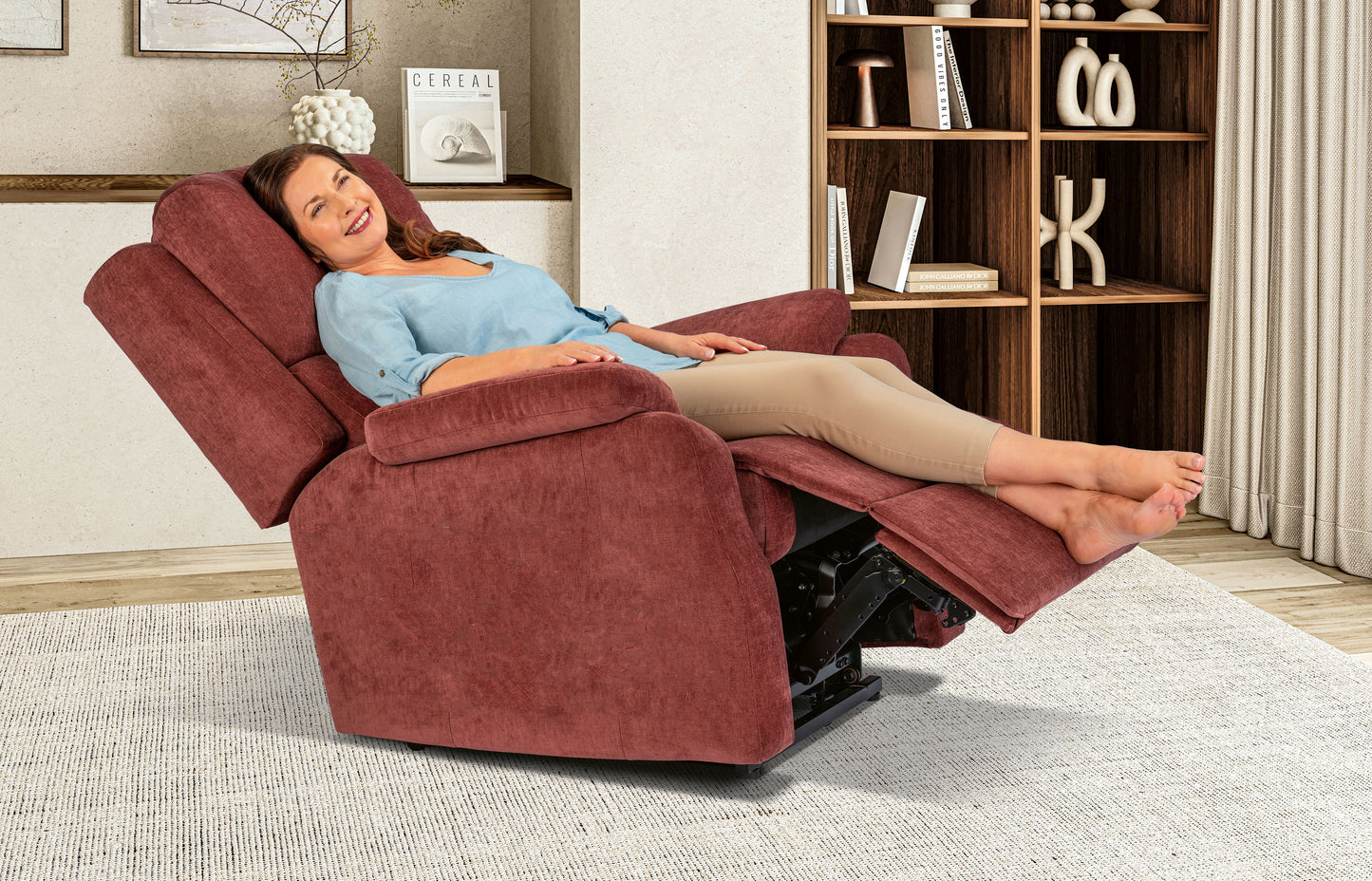 Sherborne Dakota Electric Powered Cloud Recliner Fabric Armchair With Lumbar & Headrest Adjustment Option