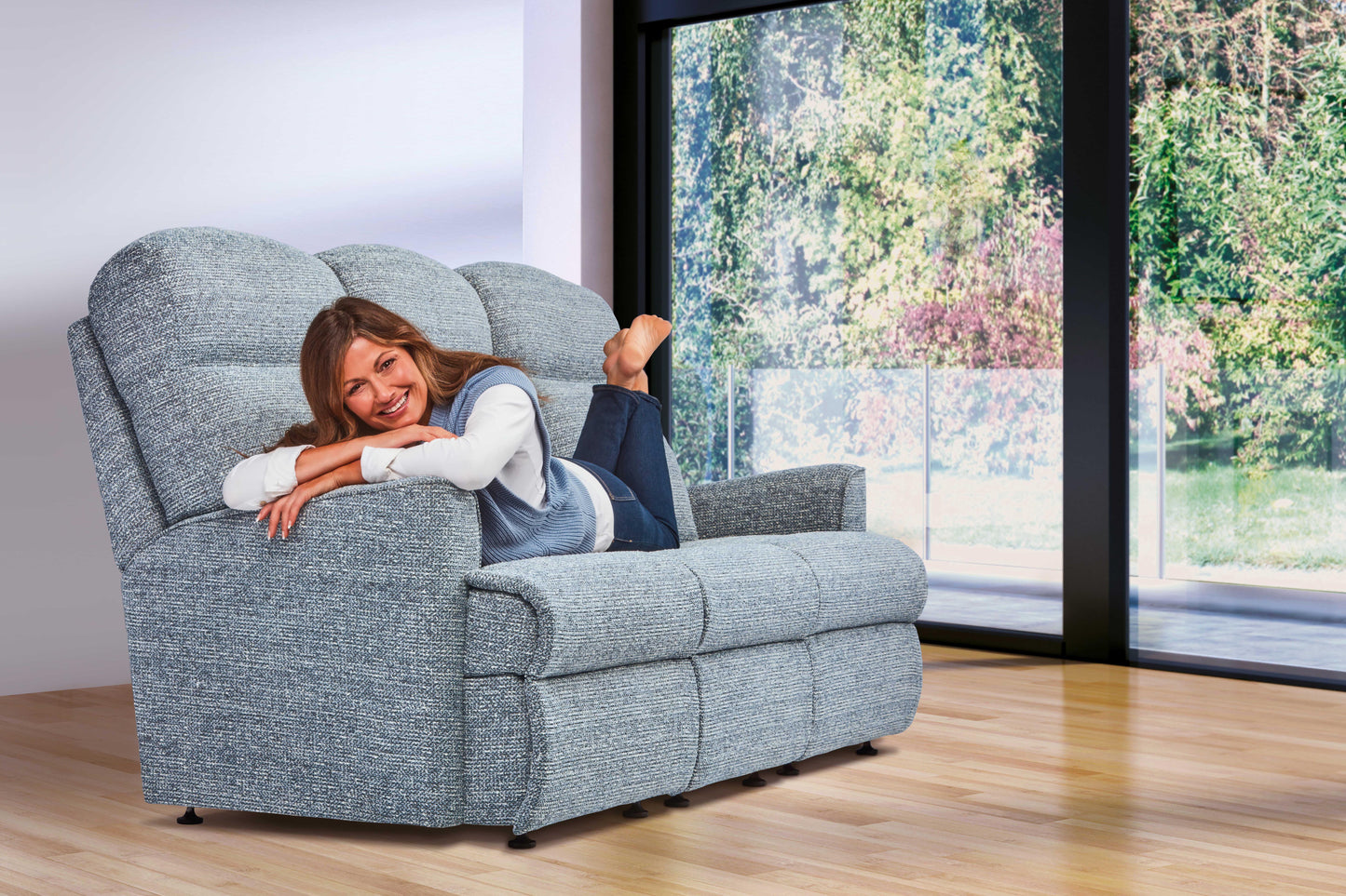 Sherborne Harrow Three Seater Manual Reclining Fabric Sofa