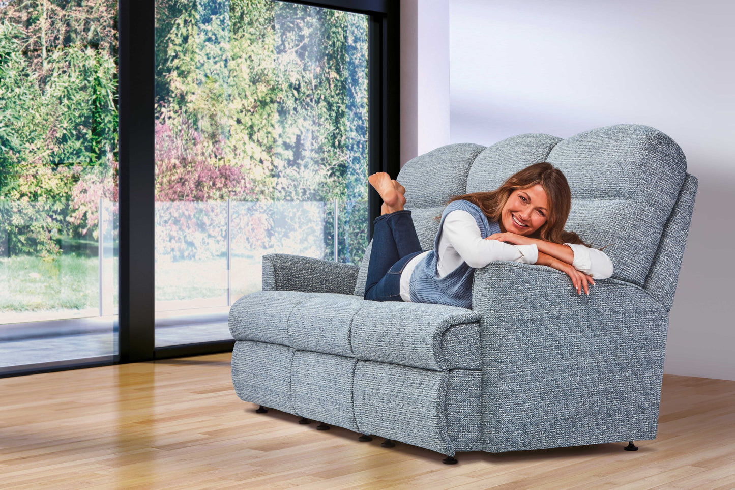 Sherborne Harrow Three Seater Manual Reclining Fabric Sofa