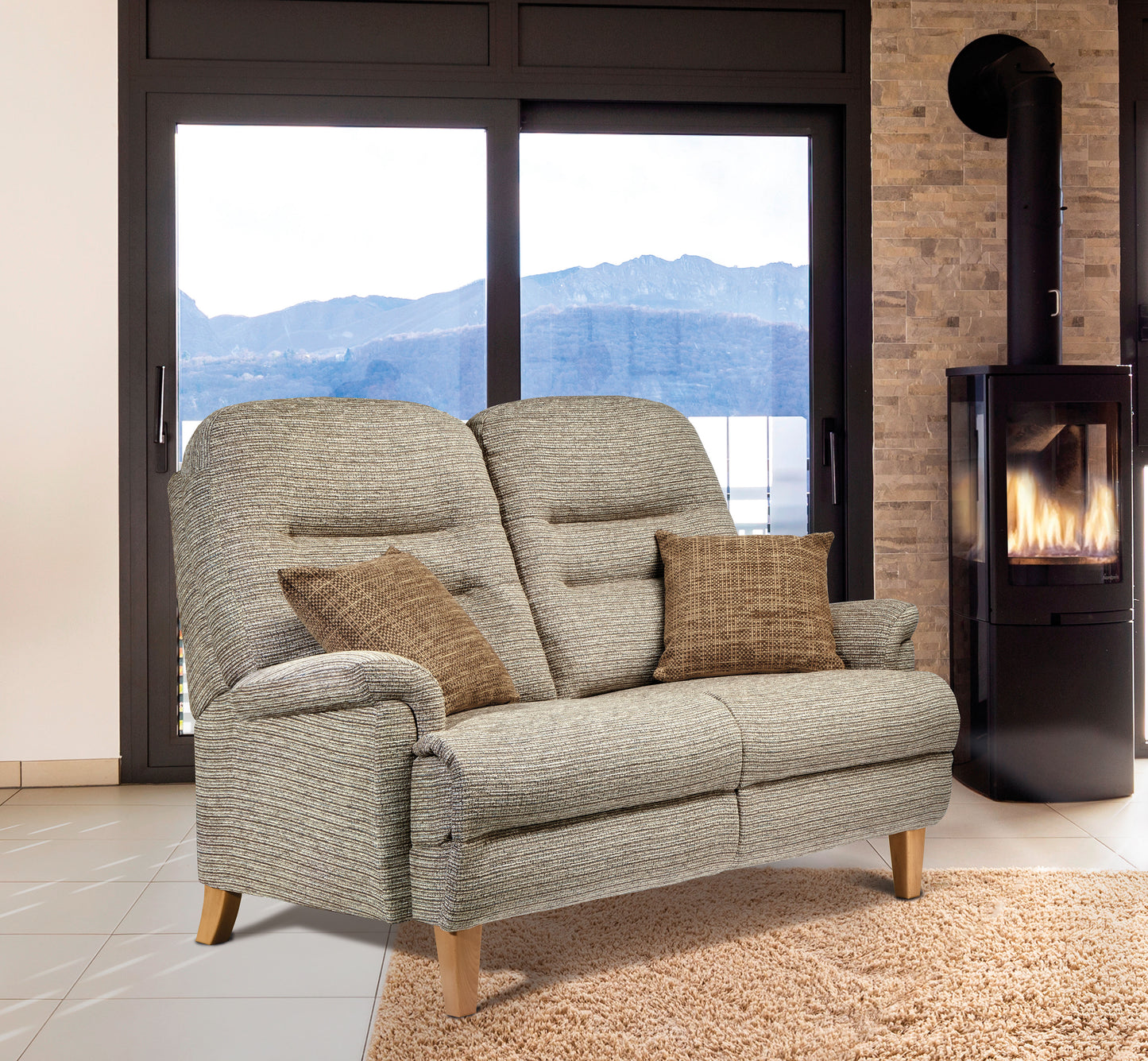 Sherborne Keswick Fireside Classic Fixed Fabric Two Seater Sofa