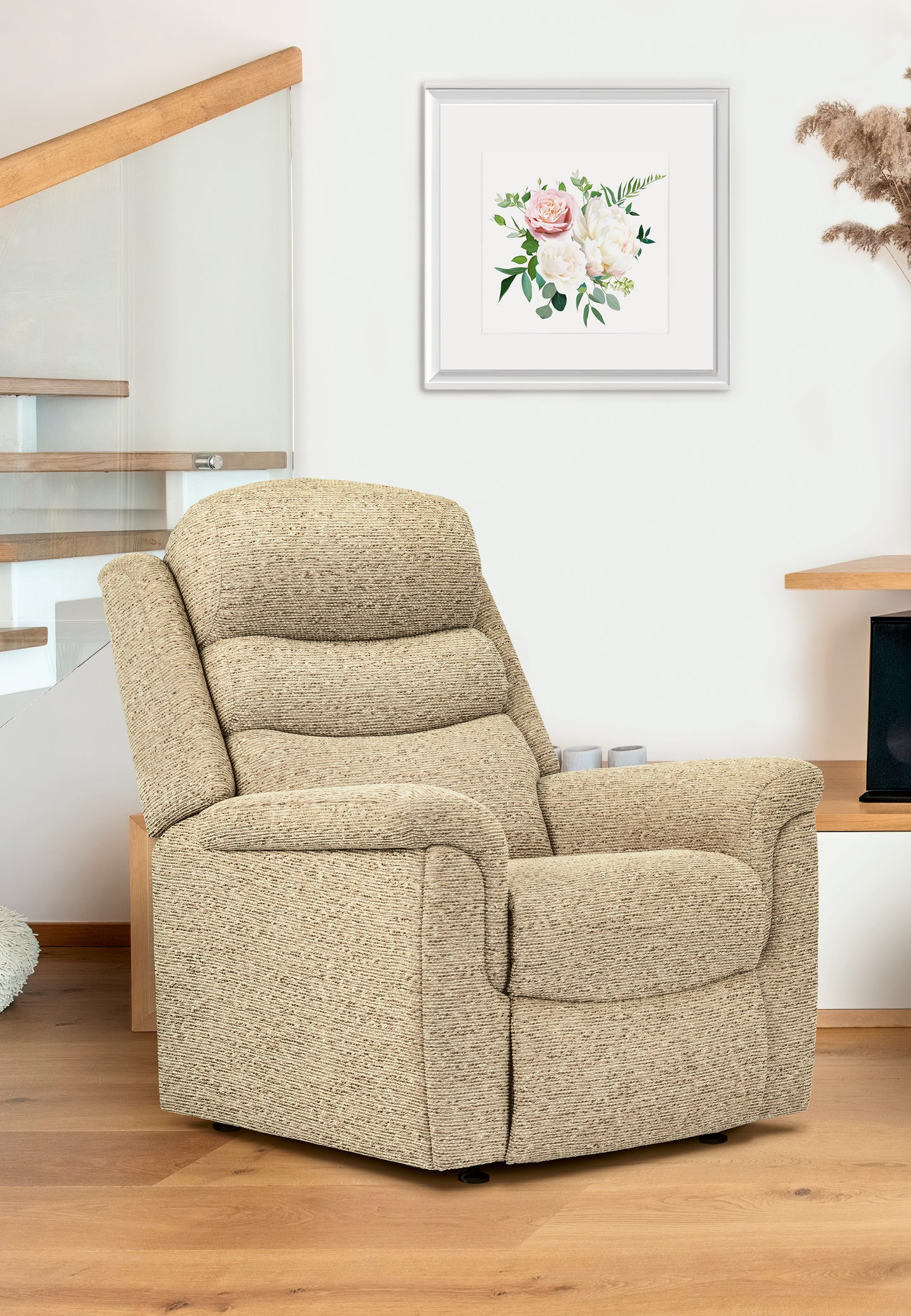 Sherborne Leyburn Cloud Comfort Triple Motor Fabric Rise And Recliner Armchair With Lumbar Or Headrest Adjustment Option VAT FREE