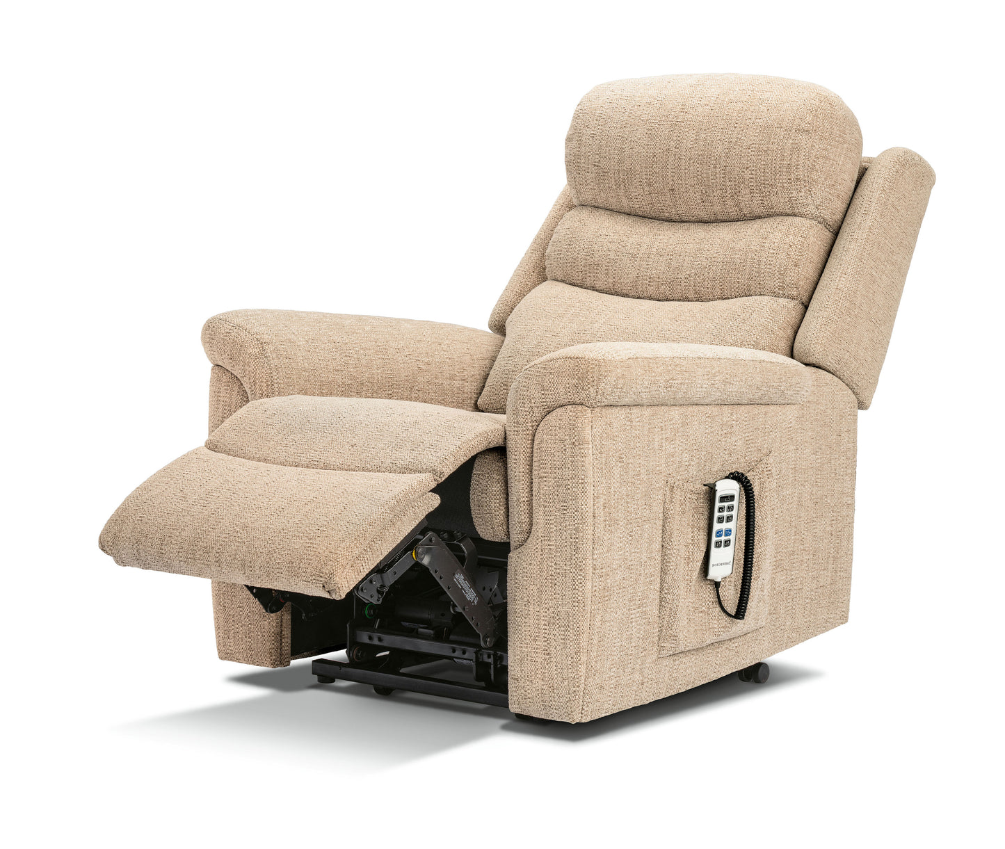 Sherborne Leyburn Single Motor Fabric Rise And Recliner Armchair With Lumbar & Headrest Adjustment Option VAT FREE