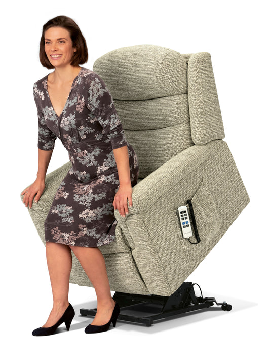 Sherborne Leyburn Dual Motor Fabric Rise And Recliner Armchair With Lumbar & Headrest Adjustment Option VAT FREE